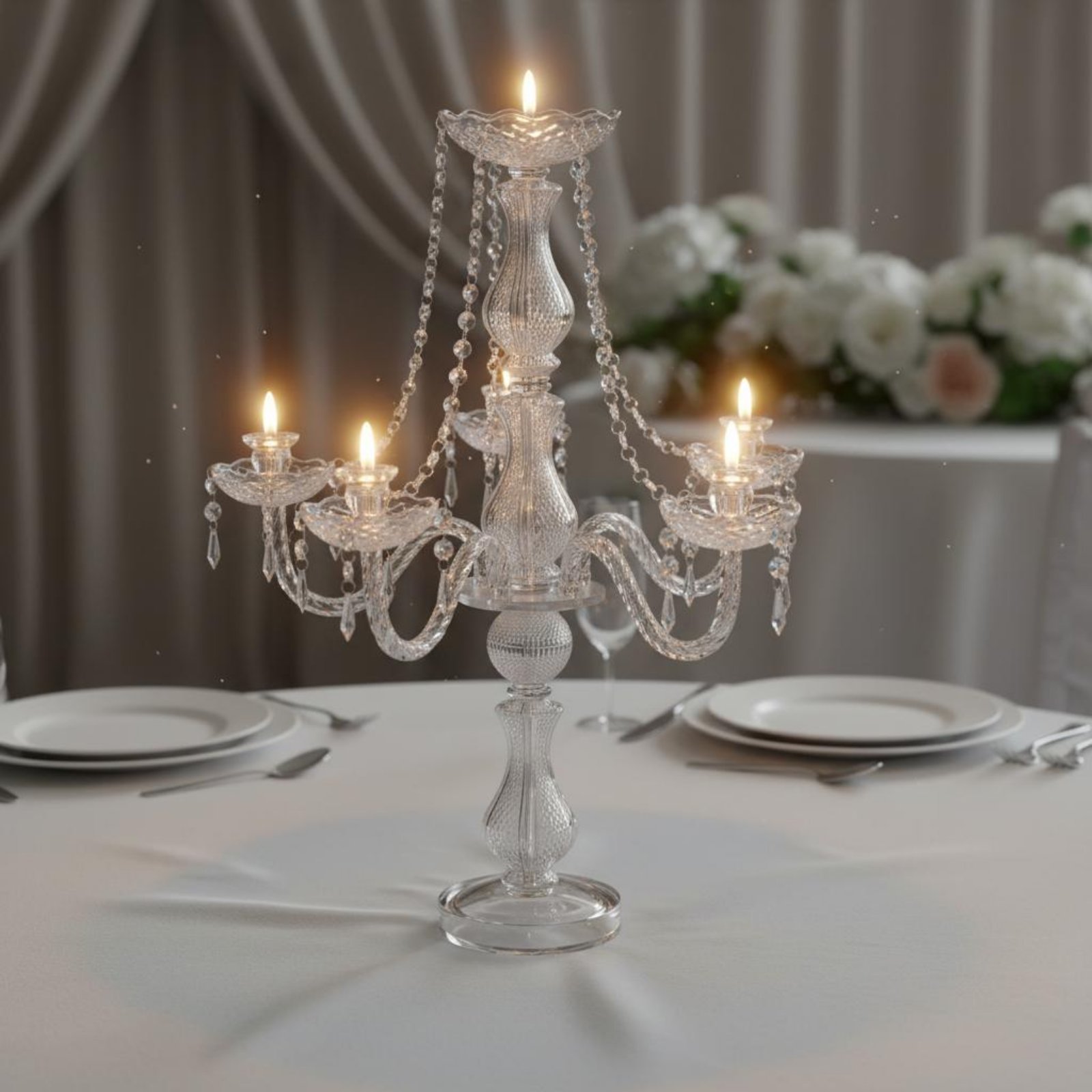 Wedding Decoration Supply - 크리스탈 캔들라브라 우아한 웨딩 캔들라브라 크리스탈