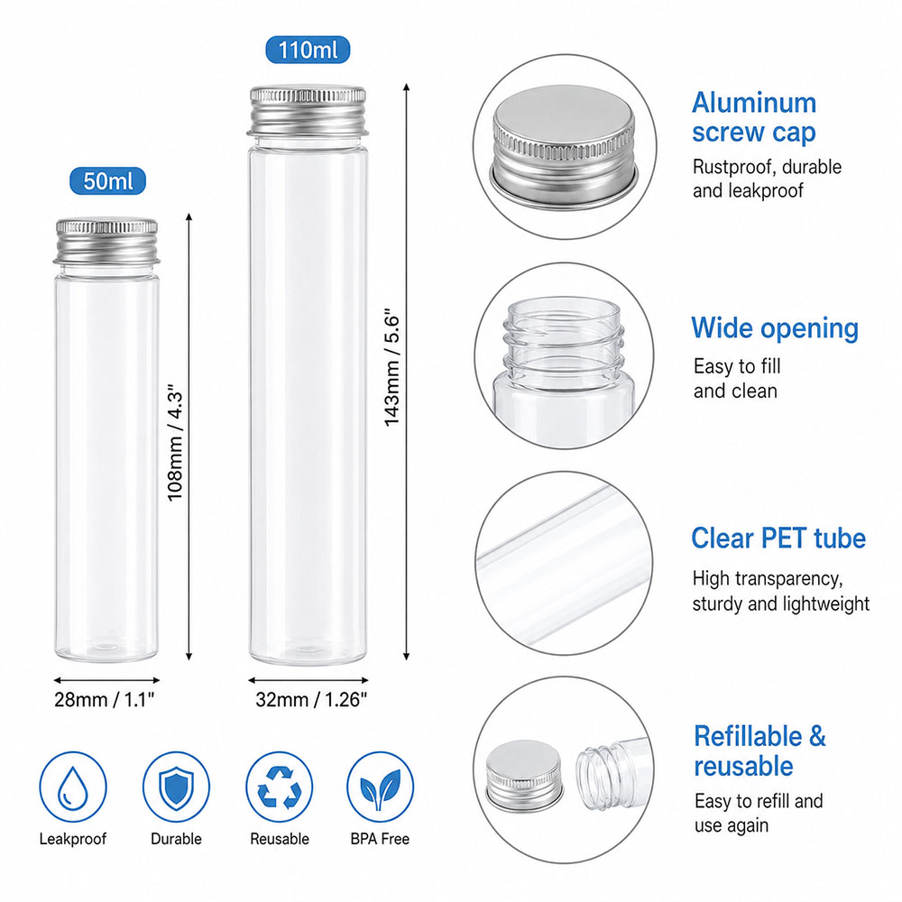 20pcs 50ml/100ml 투명 플랫 튜브 알루미늄 - Wedding Decoration Supply 리뷰 및 가격
