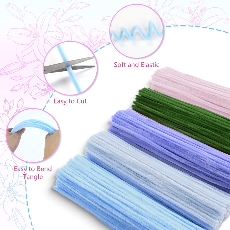 파이프 클리너 셔닐 스템 점보 코랄 플리스 푹신한 파이 - Wedding Supply Decor 리뷰 및 가격