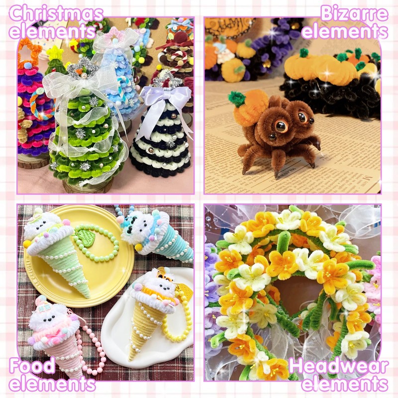 파이프 클리너 셔닐 스템 점보 코랄 플리스 푹신한 파이 - Wedding Supply Decor 리뷰 및 가격